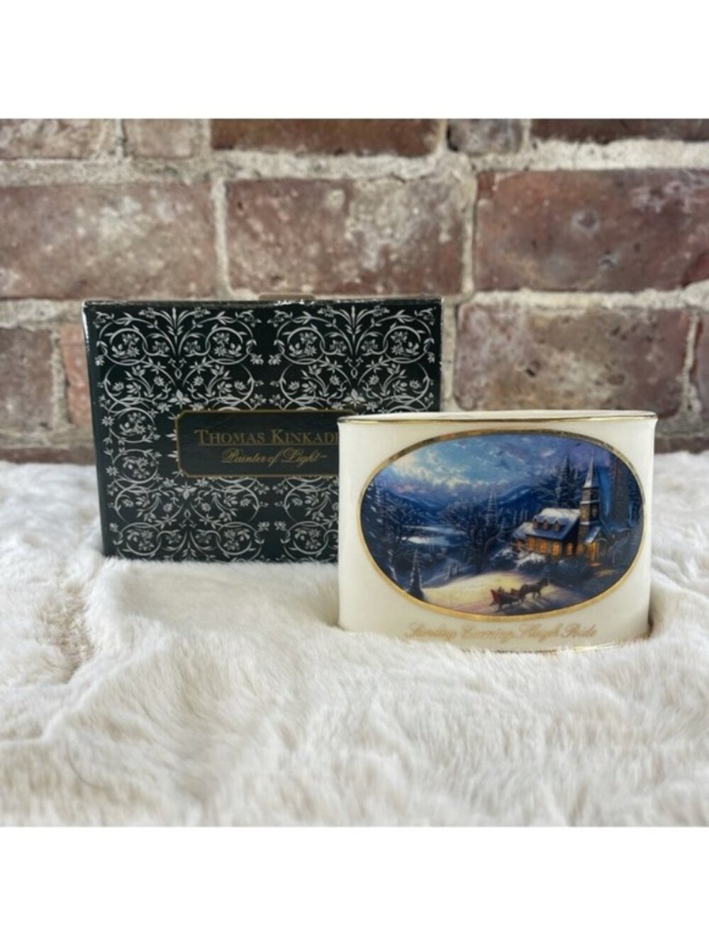 Thomas Kinkade Votive Candle Holder 2004 Sunday Evening Sleigh Ride NIB